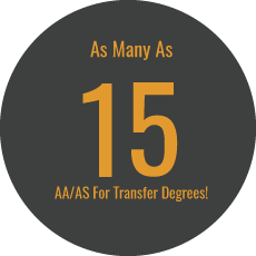 As many as 15 aa/as for transfer degrees