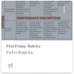 First Friday- Rubrics