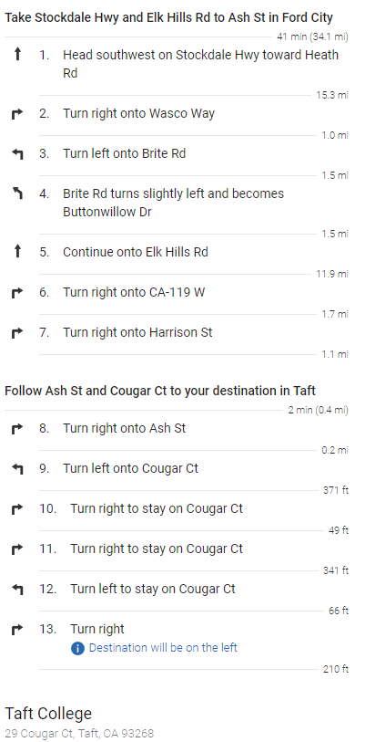 Stockdale Highway Alternate route directions